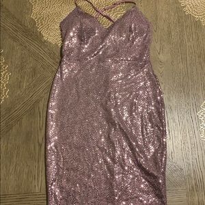 Sparkle Purple Pink Fitted Dress